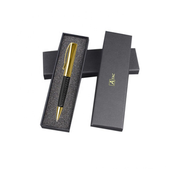 Stylish Faux Leather and Gold Smooth Writing Leather Wrapped Metal Ballpoint Pen for Men and Women